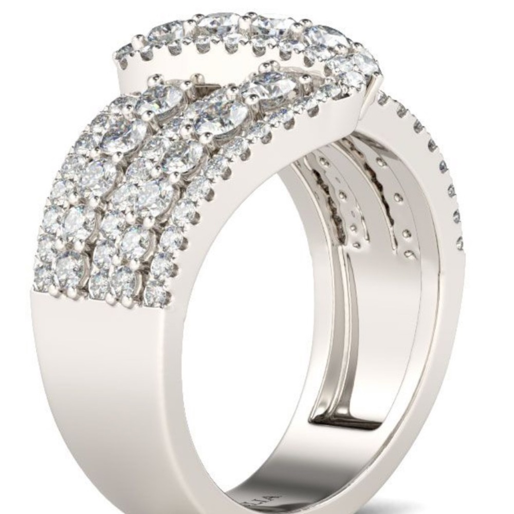 CROSSOVER ROUND CUT STERLING SILVER WOMEN'S WEDDING BAND 10 - Picture 4 of 4